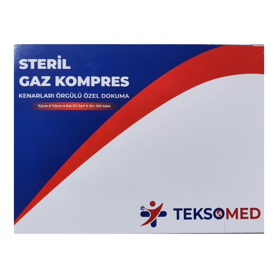 Steril Gaz Kompres 7,5x7,5 4 Kat Kutulu Teksomed