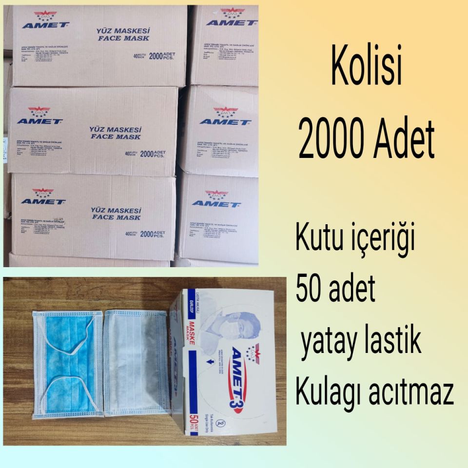 Make 3 Katlı Meltblow Filitreli Yatay Lastik (50'PAKET) 20 PAKET