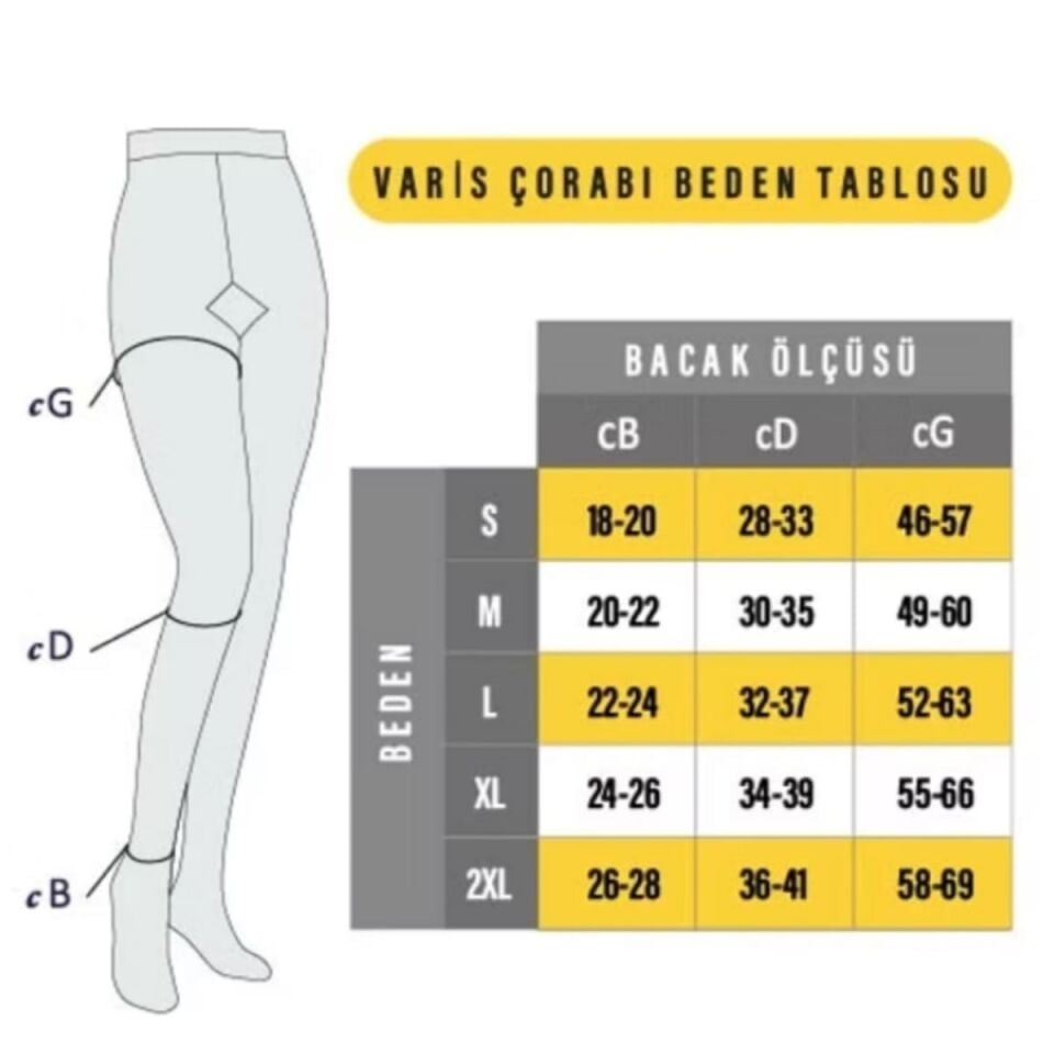 Dizaltı Burnu Kapalı VARİSOCKS Varis Çorabı CCL-2