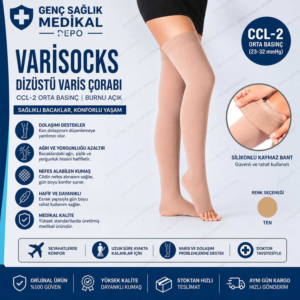 Dizüstü Burnu Açık VARİSOCKS Varis Çorabı CCL-2