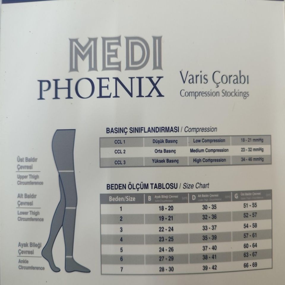 Dizüstü Burnu Açık MEDI-PHOENİX Varis Çorabı CCL-2 (Ten Rengi)