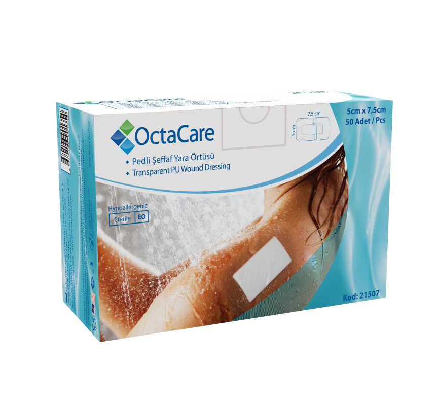 Octacare Pedli Şeffaf PU Film Yara Örtüsü 5cmx7,5cm 50'li