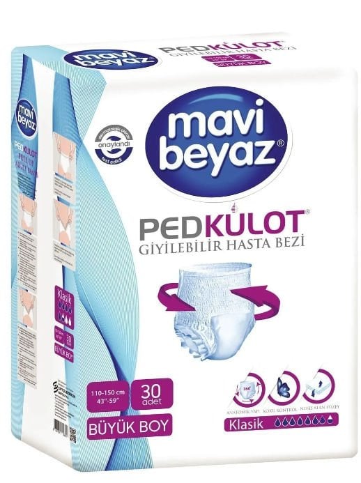 Mavi Beyaz Emici Külot Hasta Bezi 30 lu